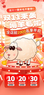 双11薅羊毛促销海报