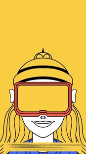 戴VR眼镜的卡通人像