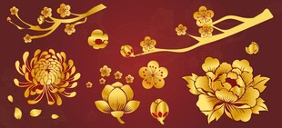 金色花卉背景