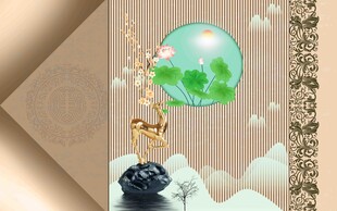 国风玉石山水创意插画