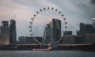 城市摩天轮黄昏景观