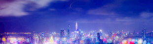 城市蓝调夜景全景