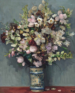瓶中花卉静物油画