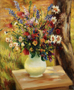 瓶花静物油画