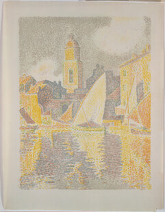 复古帆船海景版画