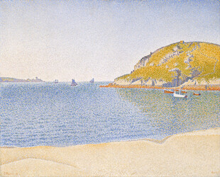海滨沙滩风景油画