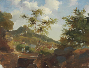 郊野乡村风景油画