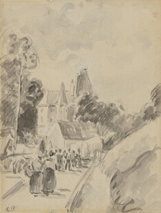 复古素描乡村风景