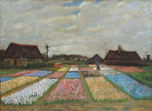 乡村花田风景油画