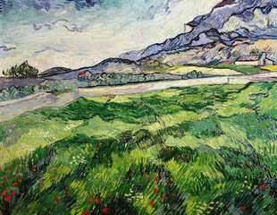 田园山野风景油画