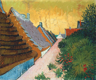 乡村街景风景油画
