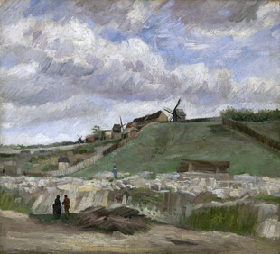 郊野风车风景油画