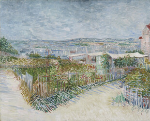 河畔郊野点彩风景油画