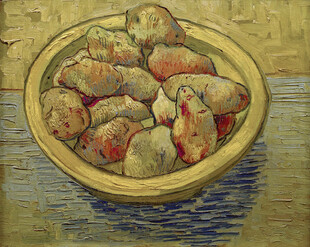 碗中土豆静物油画