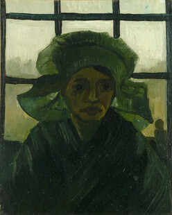 窗边农妇肖像油画