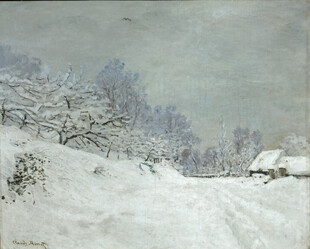 冬日乡村雪景油画