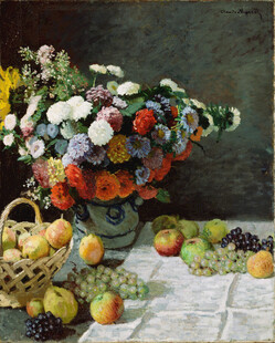 鲜花水果静物油画