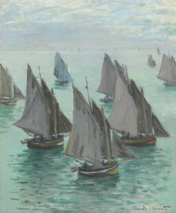 海面帆船航行油画