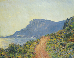 海岸山景印象油画