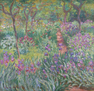 鸢尾花园印象风景油画