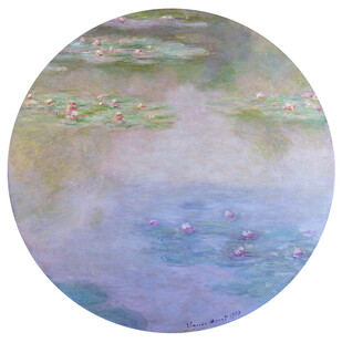 圆形莫奈风睡莲油画