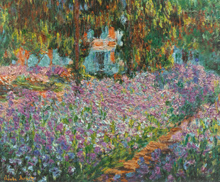 莫奈花园鸢尾花油画