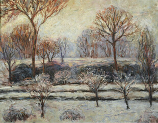 冬日郊野雪景油画