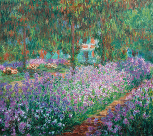 莫奈花园鸢尾花油画