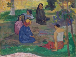 林间休憩人物油画
