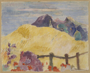 乡村山野风景水彩画