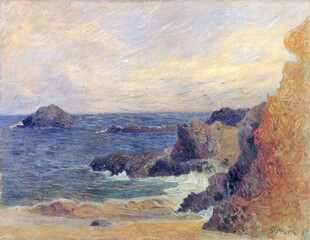 海岸风景印象派油画