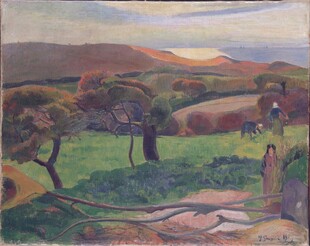 乡野黄昏风景油画