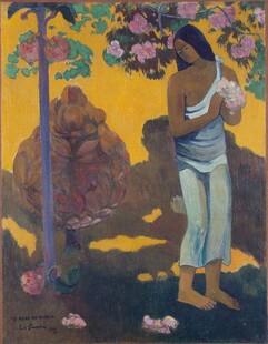 花树下的女子油画