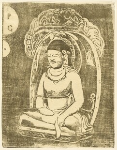 传统佛教坐佛古版画