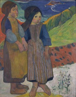 乡野少女风景油画