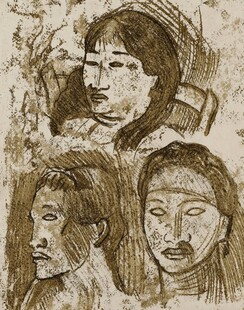 三幅女性头像素描