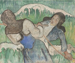 双人乡村人物油画