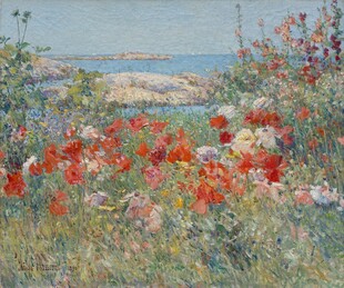 滨海花田风景油画