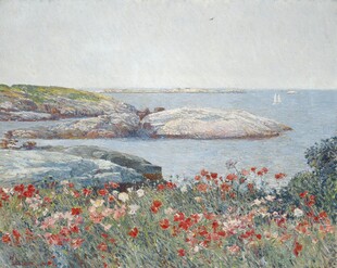 滨海花田风景油画