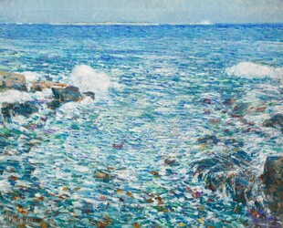 印象派海边风景油画