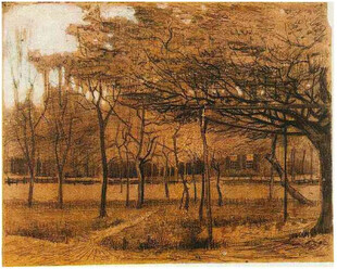 复古林间风景版画