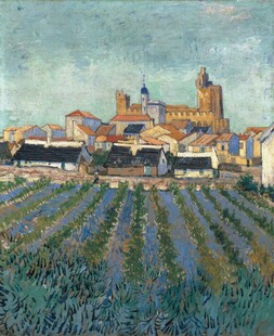 郊野小镇田园风景油画