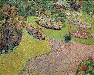 点彩风格花园风景油画