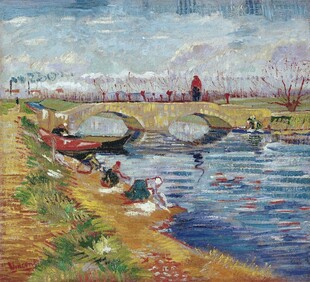 河畔郊野风景油画