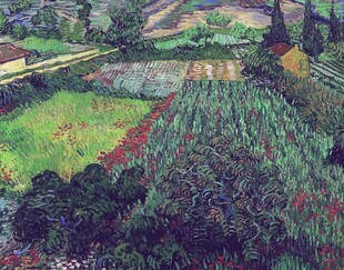 点彩风格乡村风景油画