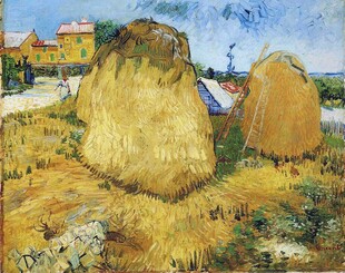 梵高草垛风景油画