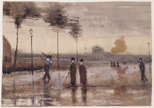 雨后街景印象派油画