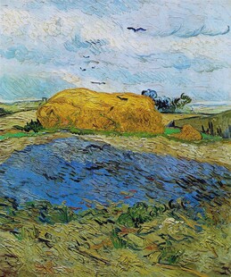 乡野草垛风景油画