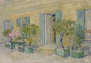 街景盆栽风景油画