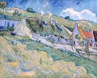 郊野村落风景油画